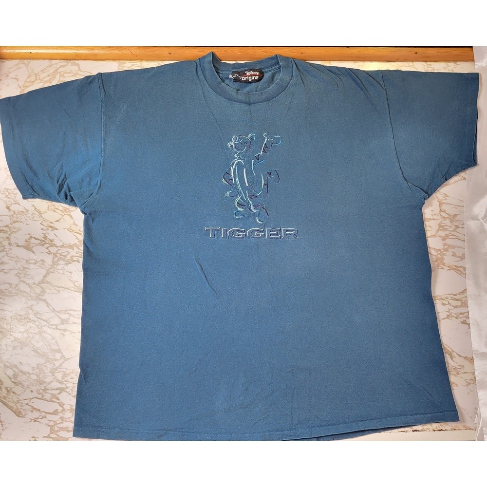 Vintage Disney Originals Tigger Embroidered Shirt Made in USA Blue Size L/XL